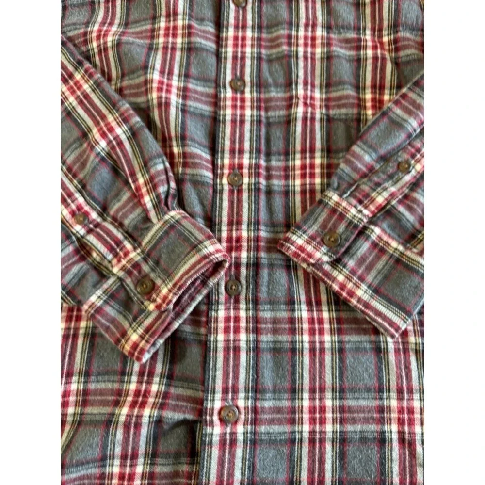 VINTAGE J. Crew Flannel Shirt Mens Medium Oarsman Red Gray Plaid Preppy‎ 90s